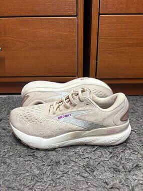 Brooks Ghost 16 Shoes Womens 8 Coconut Zephyr White Road Race Running Neutral